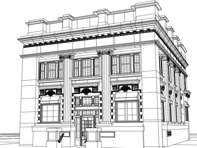 a graphic representation of 3D building architecture