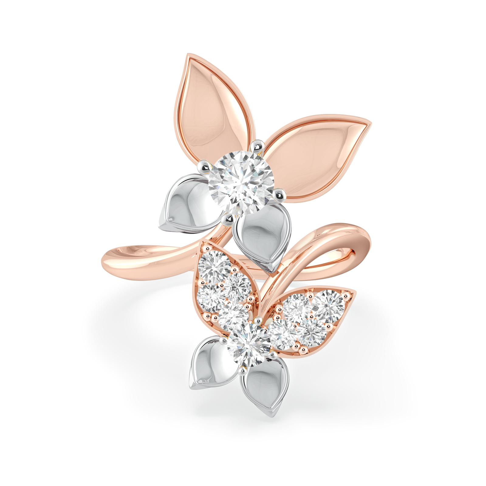 Rose gold 3D ring Front view - Forever Mark