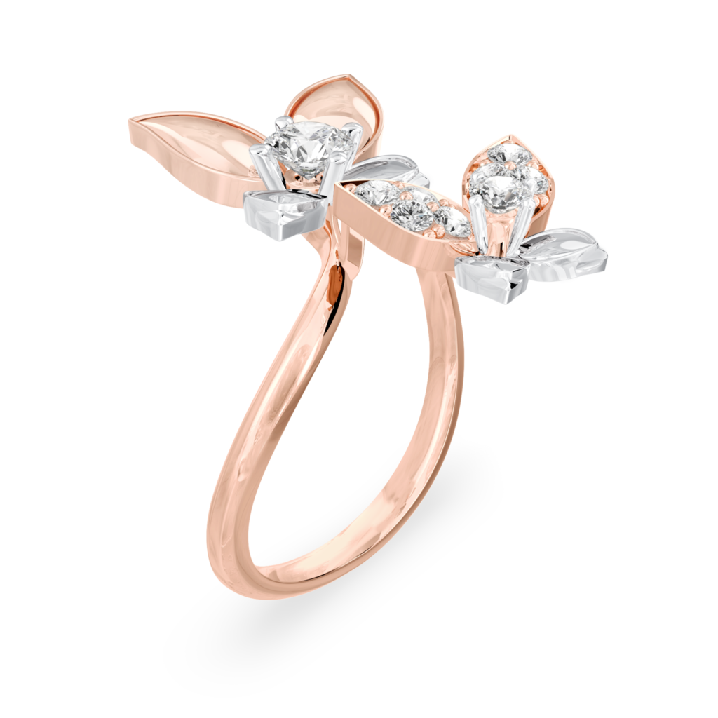 Rose gold 3D ring isomatric view - Forever Mark